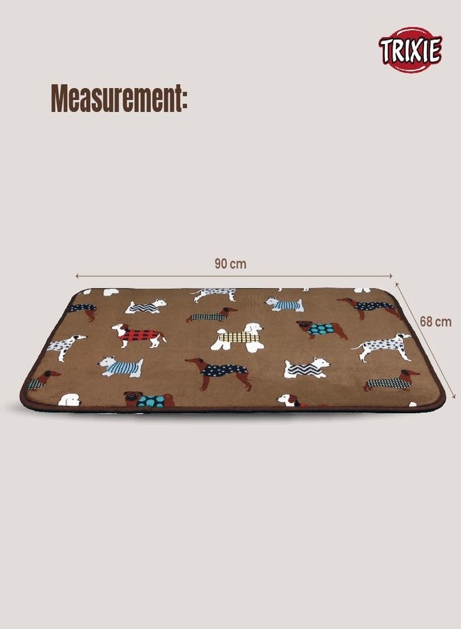 تريكسي سجادة استلقاء تريكسي فن دوغز للكلاب الصغيرة والمتوسطة الحجم - 90 × 68 سم، بني - Image 5